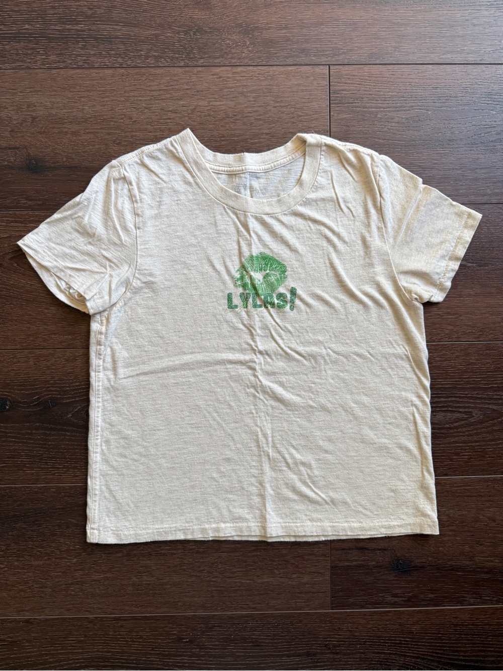 aerie Cream Short Sleeve Tee with Green Graphic